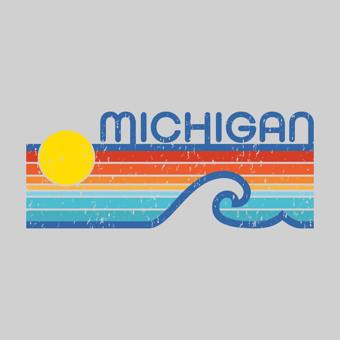 Michigan - Retro Stripes with Wave