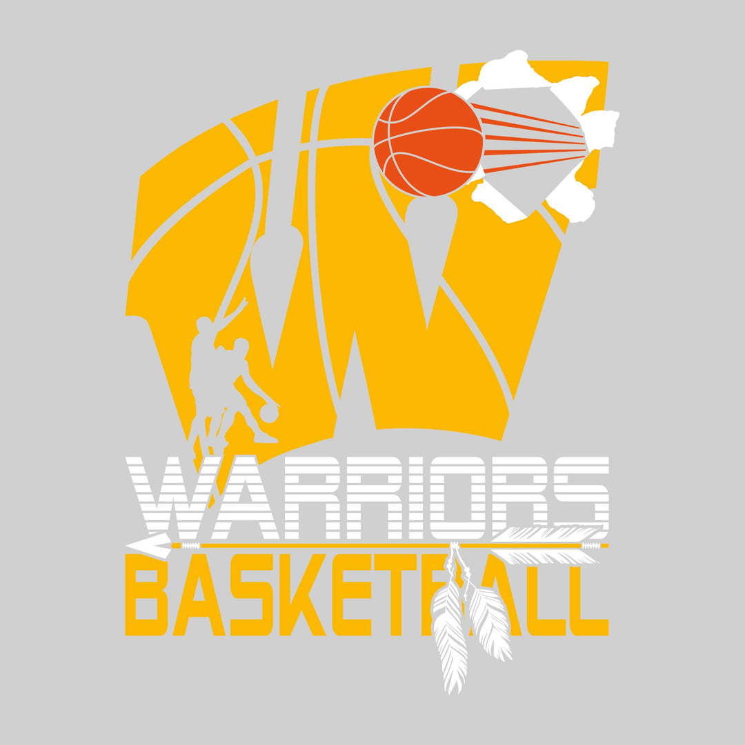 Western Warriors - Basketball - Flying W with Basketball Tearing Through