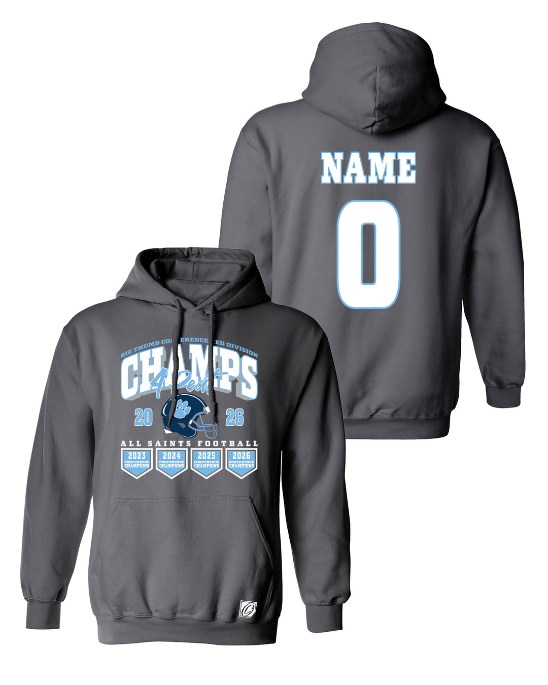 All Saints Cougars - Football - District Champs - 2026 - Gildan Adult Heavy Blend Pullover Hoodie