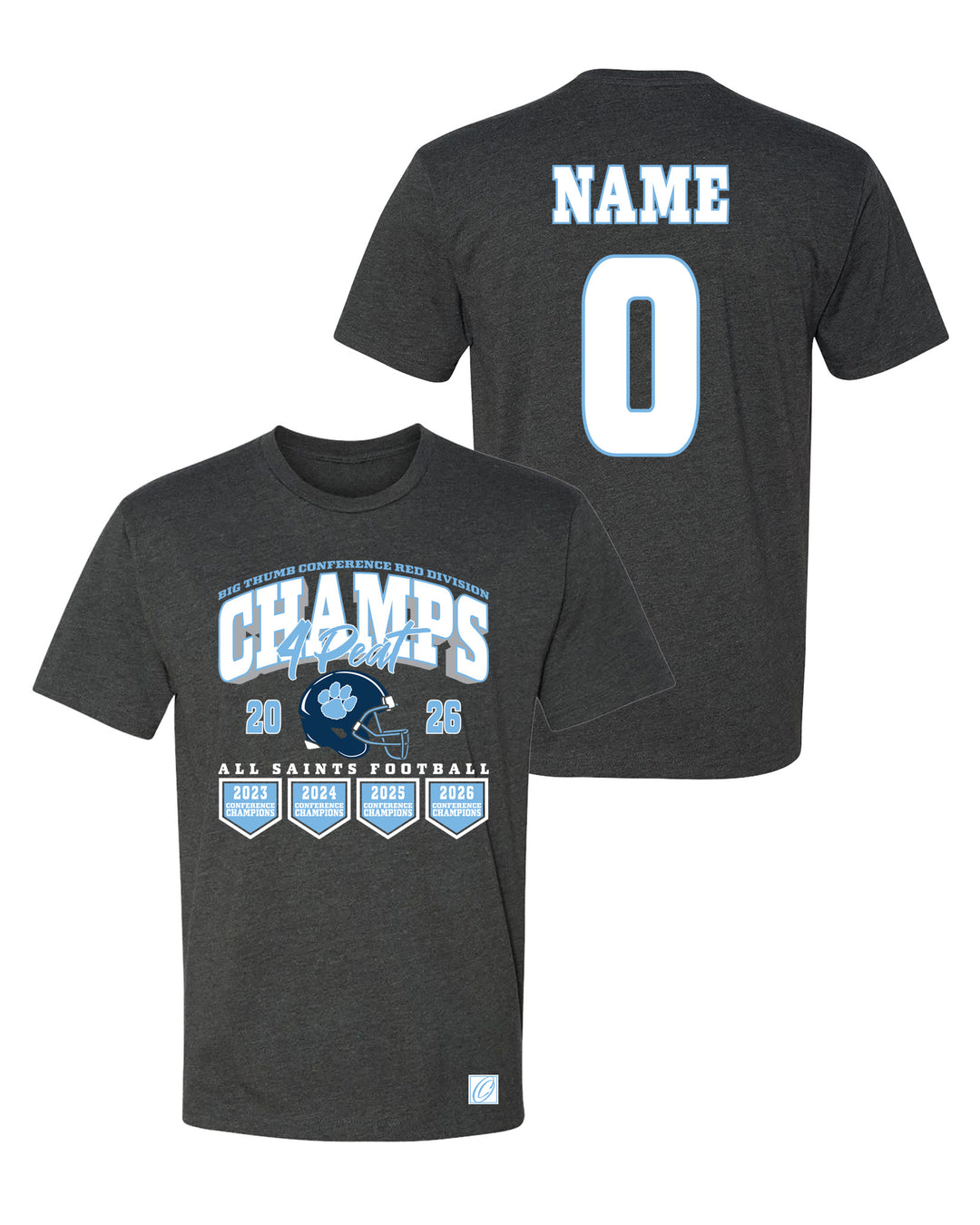 All Saints Cougars - Football - District Champs - 2026 - Next Level CVC Short Sleeve Tee