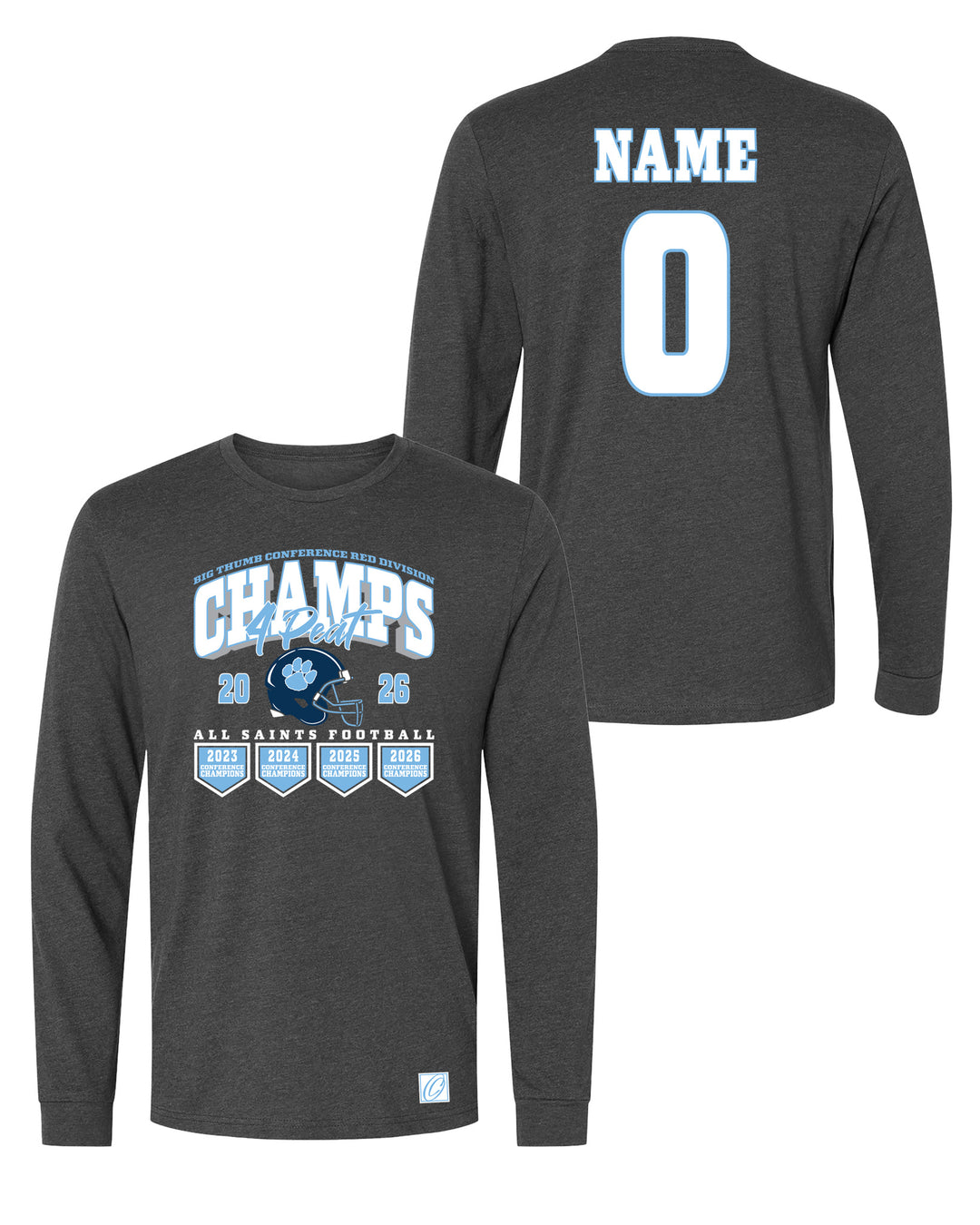 All Saints Cougars - Football - District Champs - 2026 - Next Level CVC Long Sleeve Tee