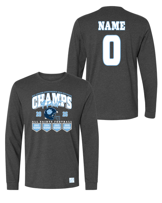 All Saints Cougars - Football - District Champs - 2026 - Next Level CVC Long Sleeve Tee