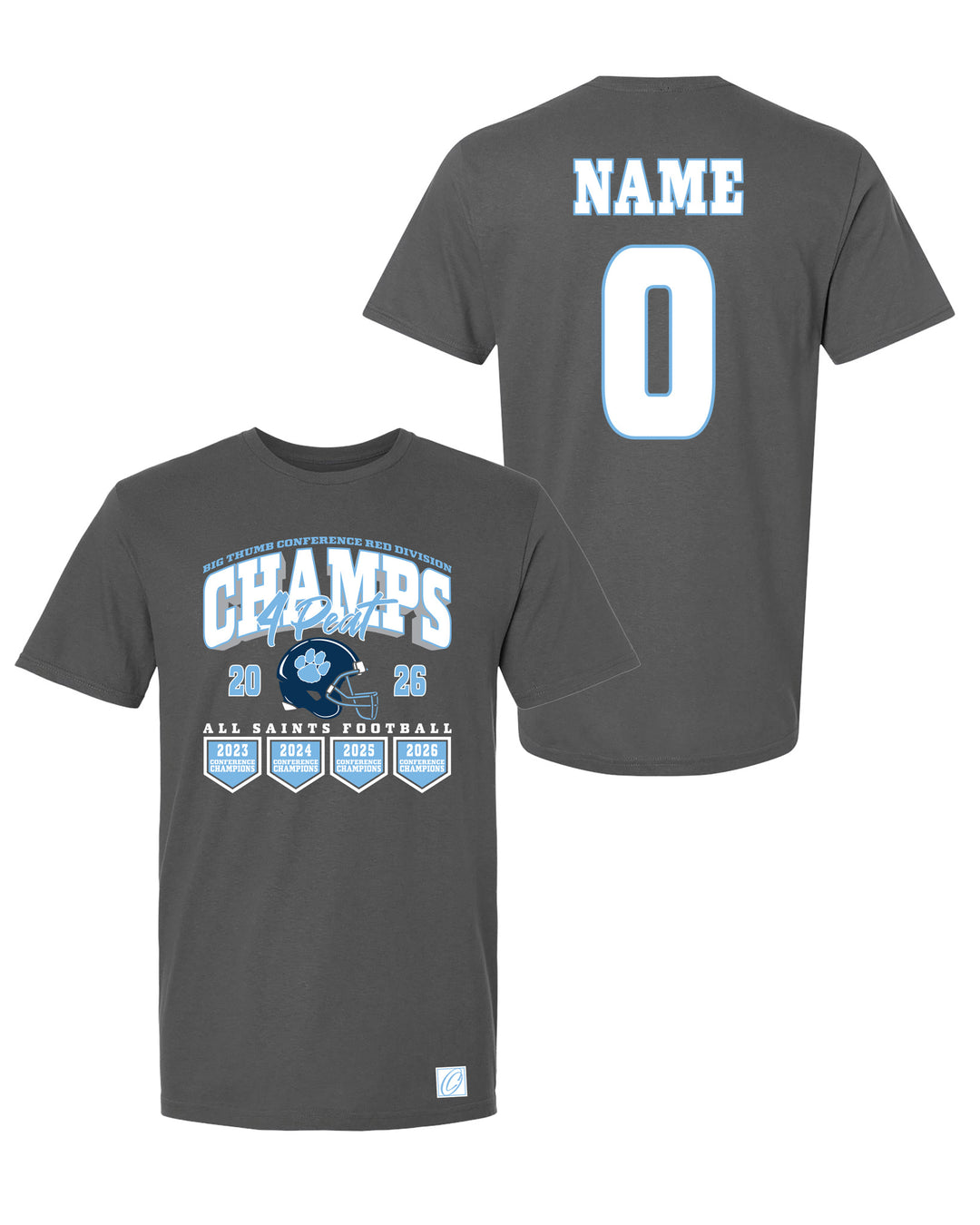 All Saints Cougars - Football - District Champs - 2026 - Gildan Adult Softstyle Ring-Spun Short Sleeve Tee