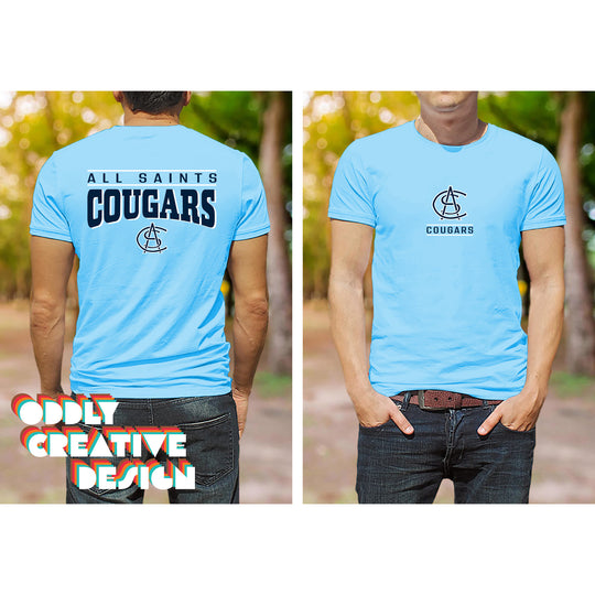 All Saints Cougars - Spirit Wear - Mascot Over Bracketed Name