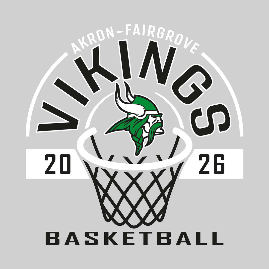 Akron-Fairgrove Vikings - Basketball - Arched Text with Center Mascot and Rim