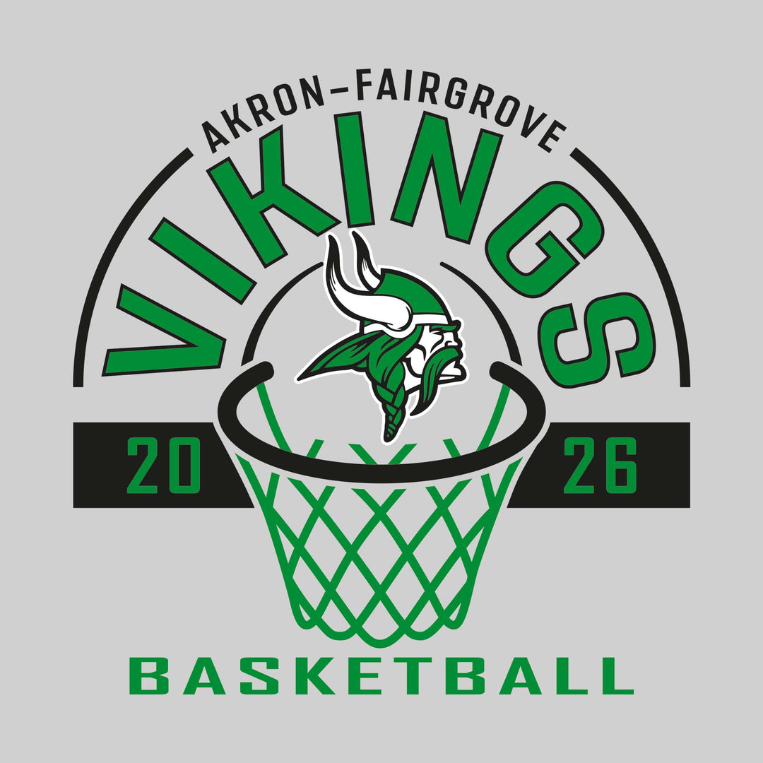 Akron-Fairgrove Vikings - Basketball - Arched Text with Center Mascot and Rim