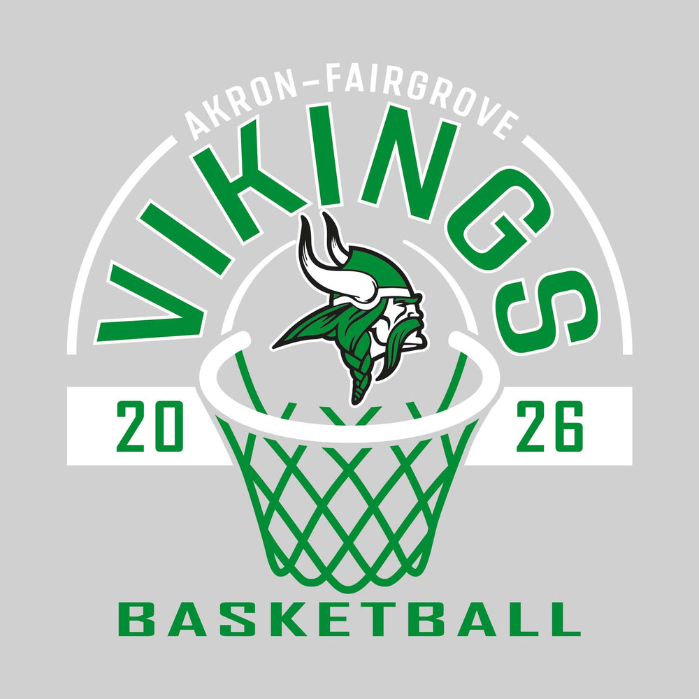 Akron-Fairgrove Vikings - Basketball - Arched Text with Center Mascot and Rim