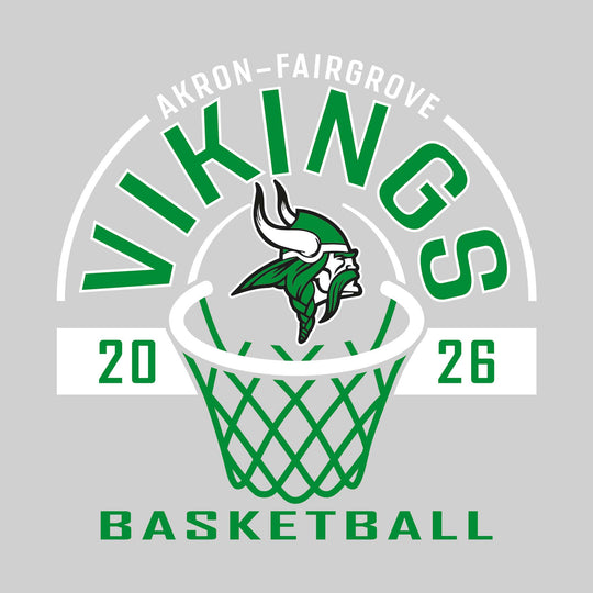 Akron-Fairgrove Vikings - Basketball - Arched Text with Center Mascot and Rim