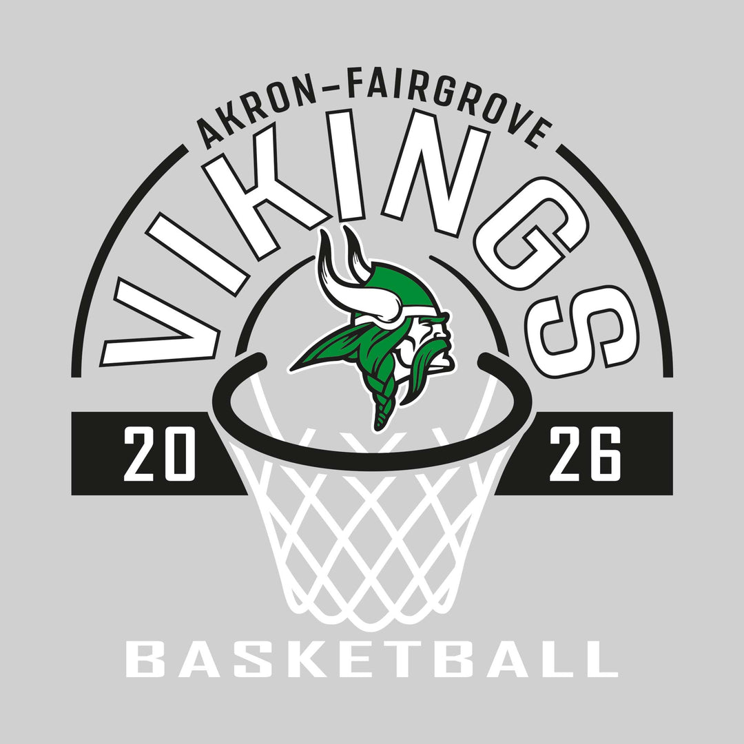 Akron-Fairgrove Vikings - Basketball - Arched Text with Center Mascot and Rim