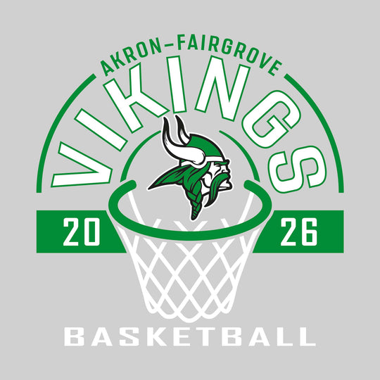 Akron-Fairgrove Vikings - Basketball - Arched Text with Center Mascot and Rim