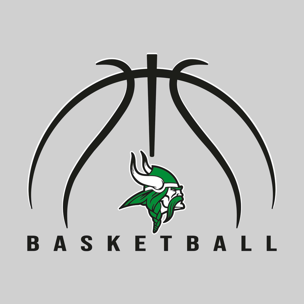 Akron-Fairgrove Vikings - Basketball - Basketball Text with Mascot and Grooves