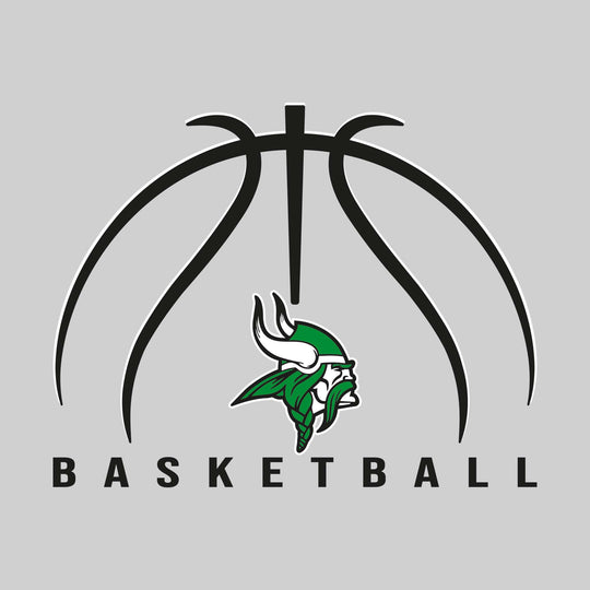 Akron-Fairgrove Vikings - Basketball - Basketball Text with Mascot and Grooves