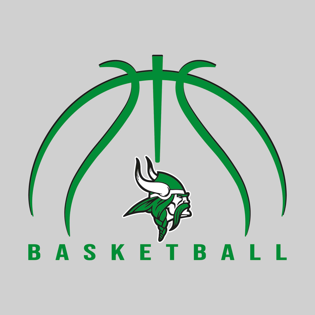Akron-Fairgrove Vikings - Basketball - Basketball Text with Mascot and Grooves
