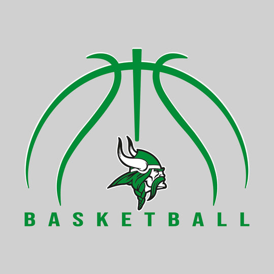 Akron-Fairgrove Vikings - Basketball - Basketball Text with Mascot and Grooves
