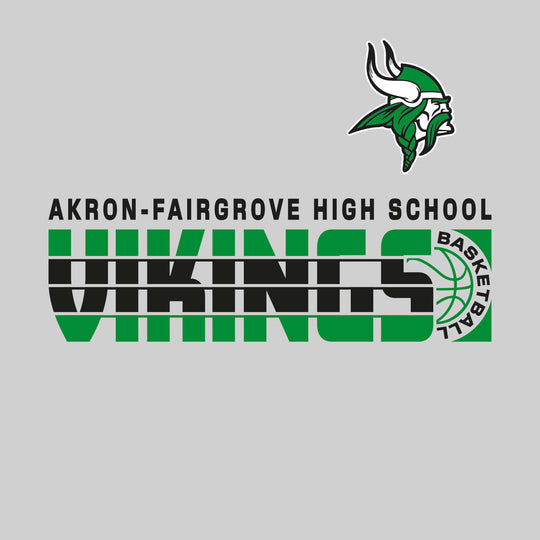 Akron-Fairgrove Vikings - Basketball - Striped Mascot Name with Basketball Groove