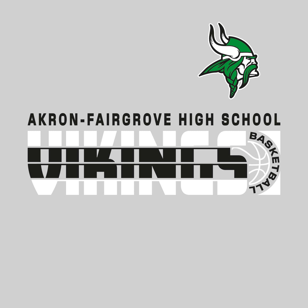Akron-Fairgrove Vikings - Basketball - Striped Mascot Name with Basketball Groove