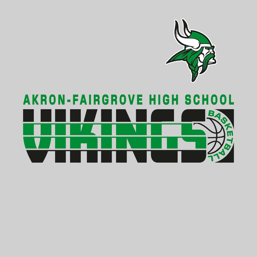 Akron-Fairgrove Vikings - Basketball - Striped Mascot Name with Basketball Groove