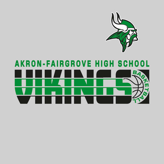 Akron-Fairgrove Vikings - Basketball - Striped Mascot Name with Basketball Groove