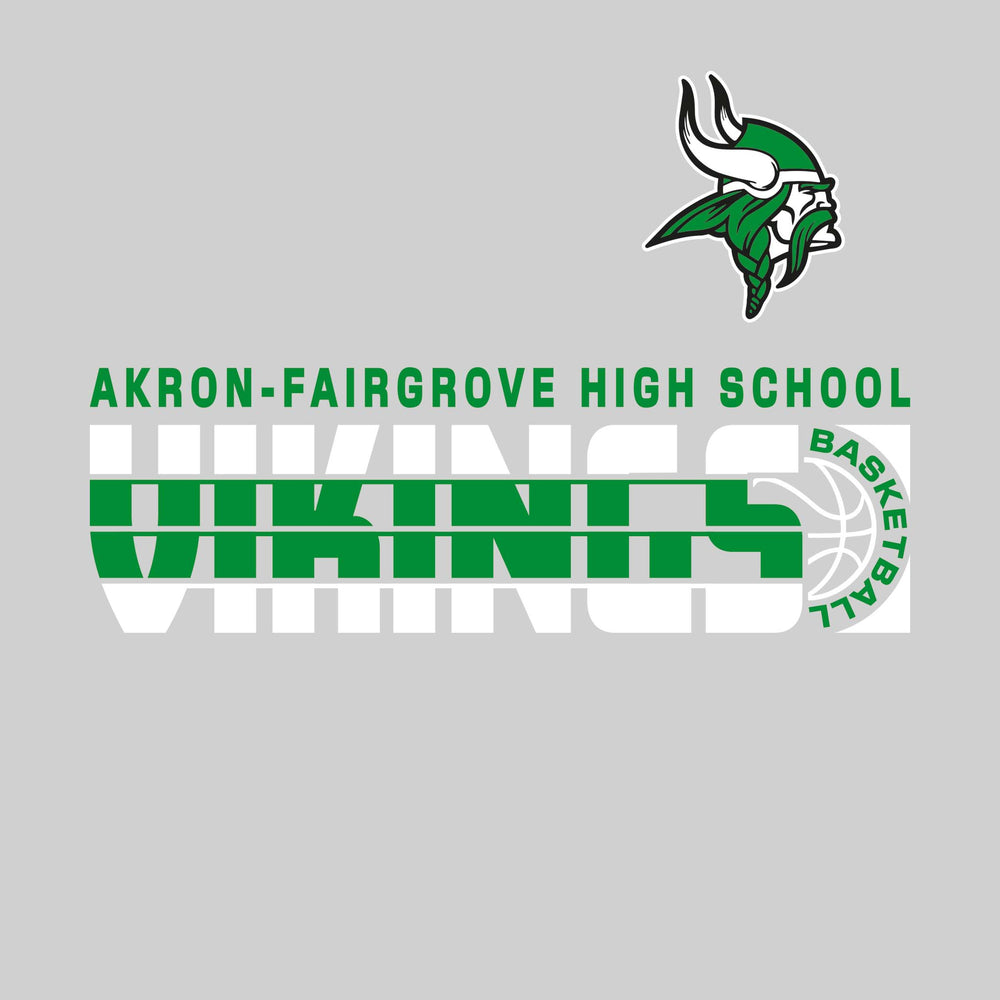 Akron-Fairgrove Vikings - Basketball - Striped Mascot Name with Basketball Groove
