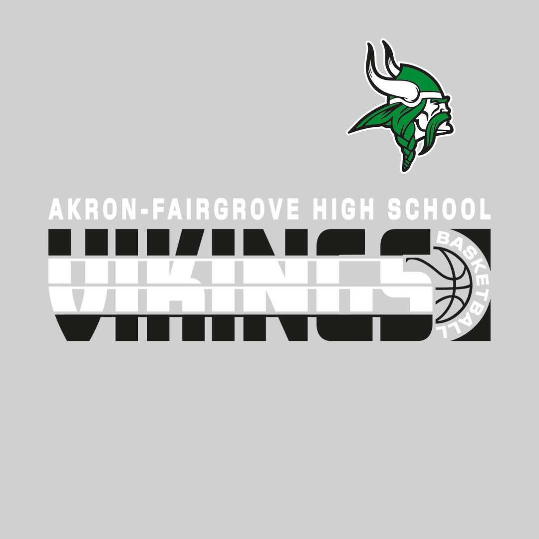 Akron-Fairgrove Vikings - Basketball - Striped Mascot Name with Basketball Groove