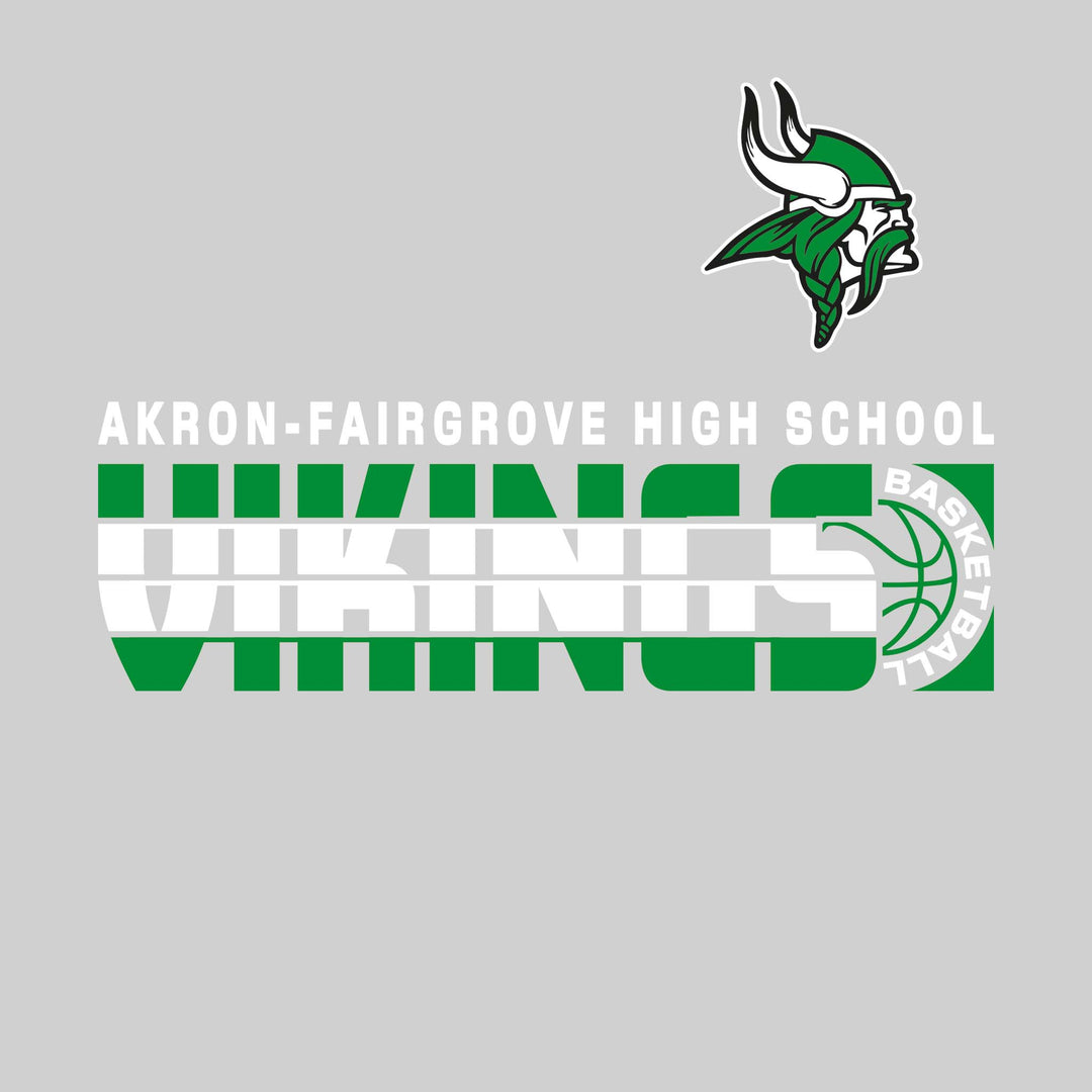 Akron-Fairgrove Vikings - Basketball - Striped Mascot Name with Basketball Groove