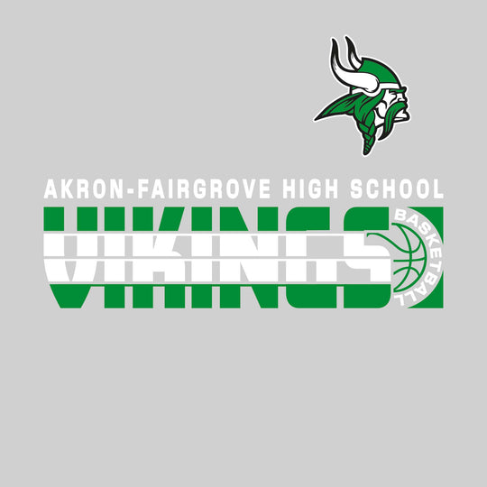 Akron-Fairgrove Vikings - Basketball - Striped Mascot Name with Basketball Groove