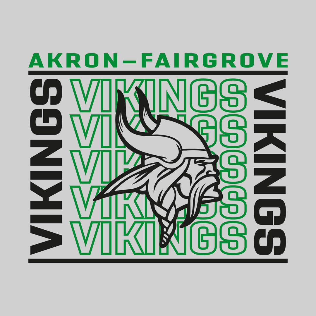 Akron-Fairgrove Vikings - Spirit Wear - Bracketed Repeating Outlined Vikings with Mascot