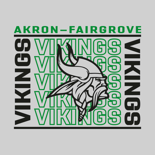 Akron-Fairgrove Vikings - Spirit Wear - Bracketed Repeating Outlined Vikings with Mascot