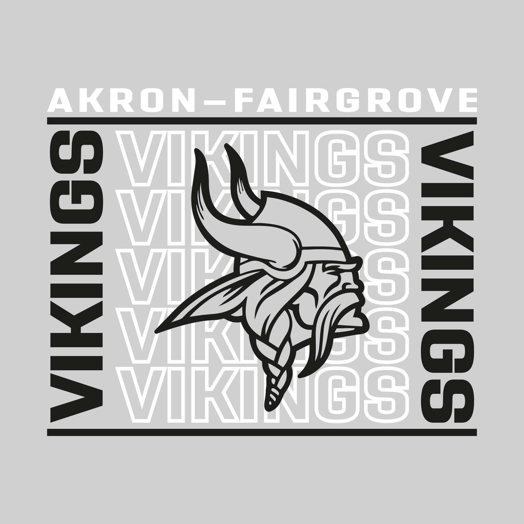 Akron-Fairgrove Vikings - Spirit Wear - Bracketed Repeating Outlined Vikings with Mascot