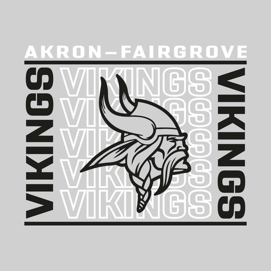 Akron-Fairgrove Vikings - Spirit Wear - Bracketed Repeating Outlined Vikings with Mascot