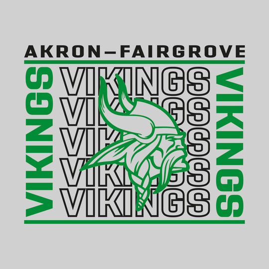 Akron-Fairgrove Vikings - Spirit Wear - Bracketed Repeating Outlined Vikings with Mascot