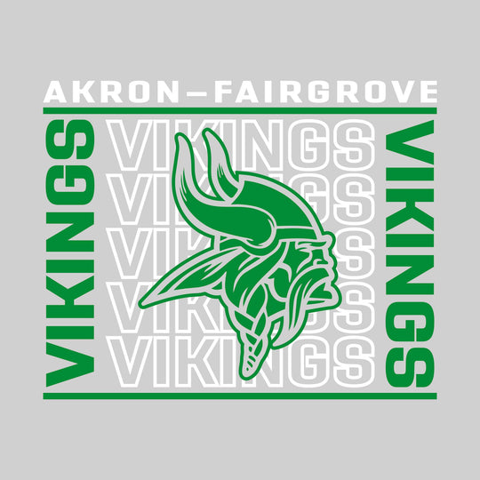 Akron-Fairgrove Vikings - Spirit Wear - Bracketed Repeating Outlined Vikings with Mascot