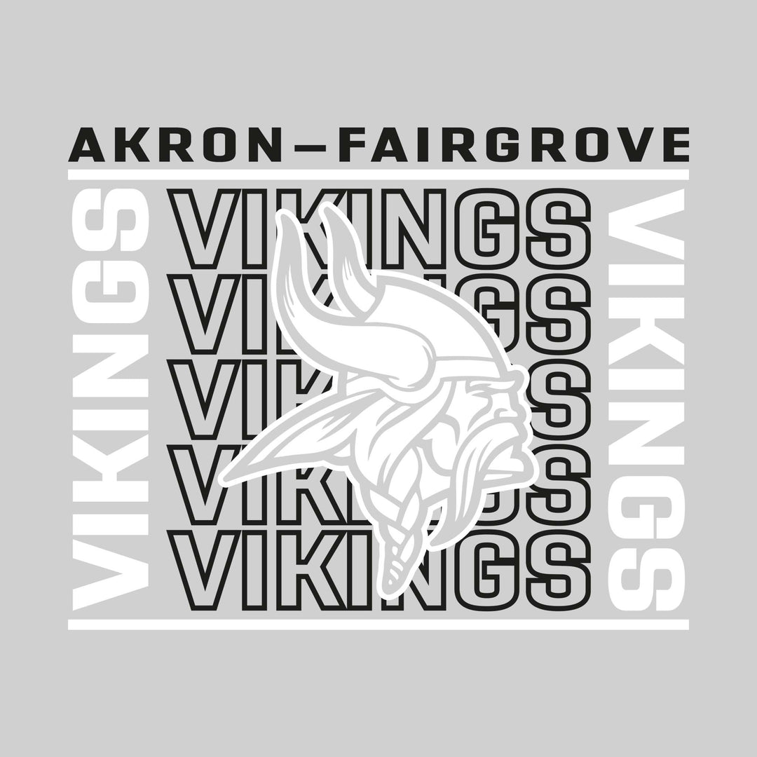 Akron-Fairgrove Vikings - Spirit Wear - Bracketed Repeating Outlined Vikings with Mascot