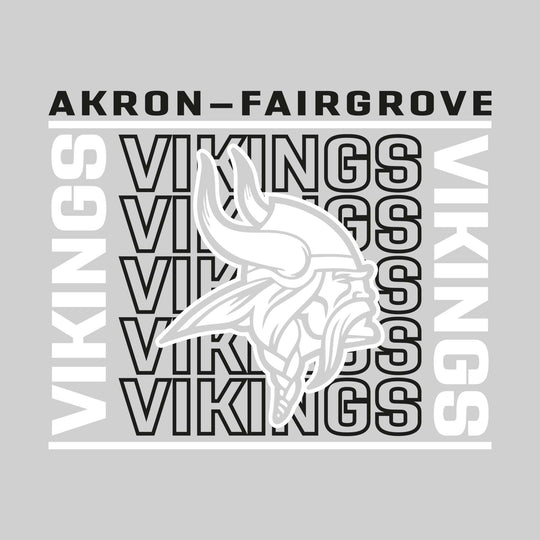 Akron-Fairgrove Vikings - Spirit Wear - Bracketed Repeating Outlined Vikings with Mascot