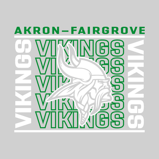 Akron-Fairgrove Vikings - Spirit Wear - Bracketed Repeating Outlined Vikings with Mascot