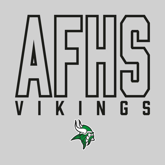 Akron-Fairgrove Vikings - Spirit Wear - Oversized Outlined School Acronym with Mascot Name &amp; Mascot