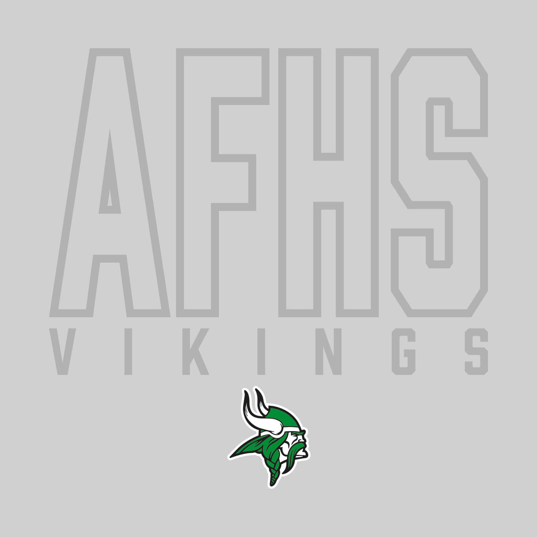 Akron-Fairgrove Vikings - Spirit Wear - Oversized Outlined School Acronym with Mascot Name &amp; Mascot