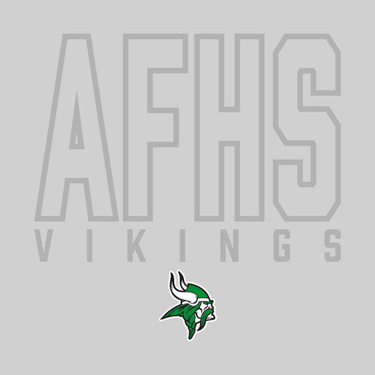 Akron-Fairgrove Vikings - Spirit Wear - Oversized Outlined School Acronym with Mascot Name &amp; Mascot