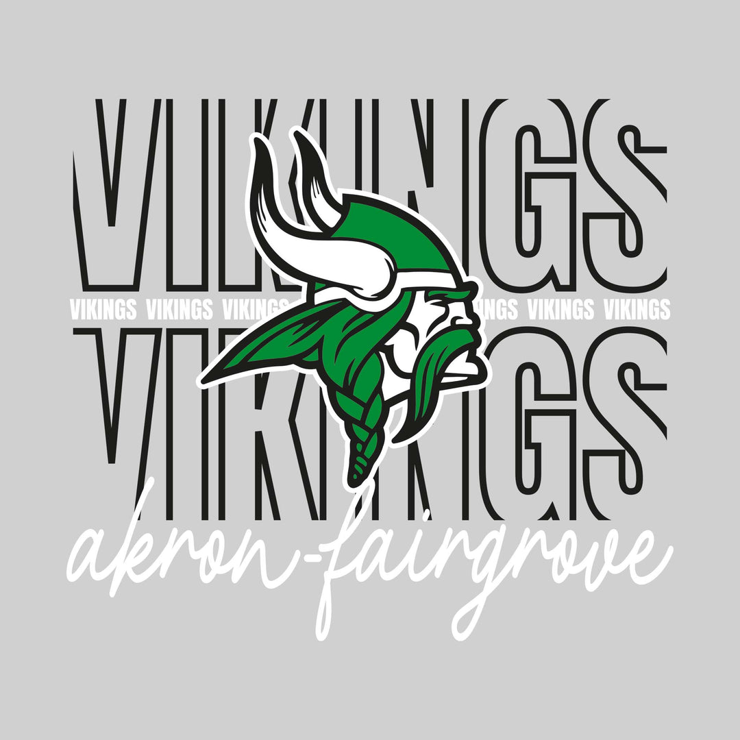 Akron-Fairgrove Vikings - Spirit Wear - Outlined Vikings with Cursive School Name