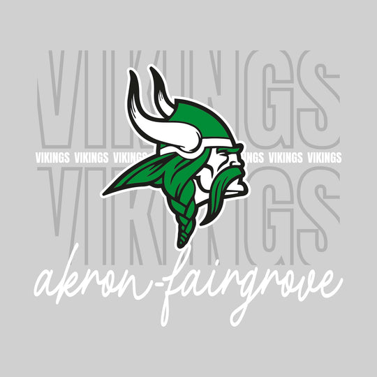 Akron-Fairgrove Vikings - Spirit Wear - Outlined Vikings with Cursive School Name