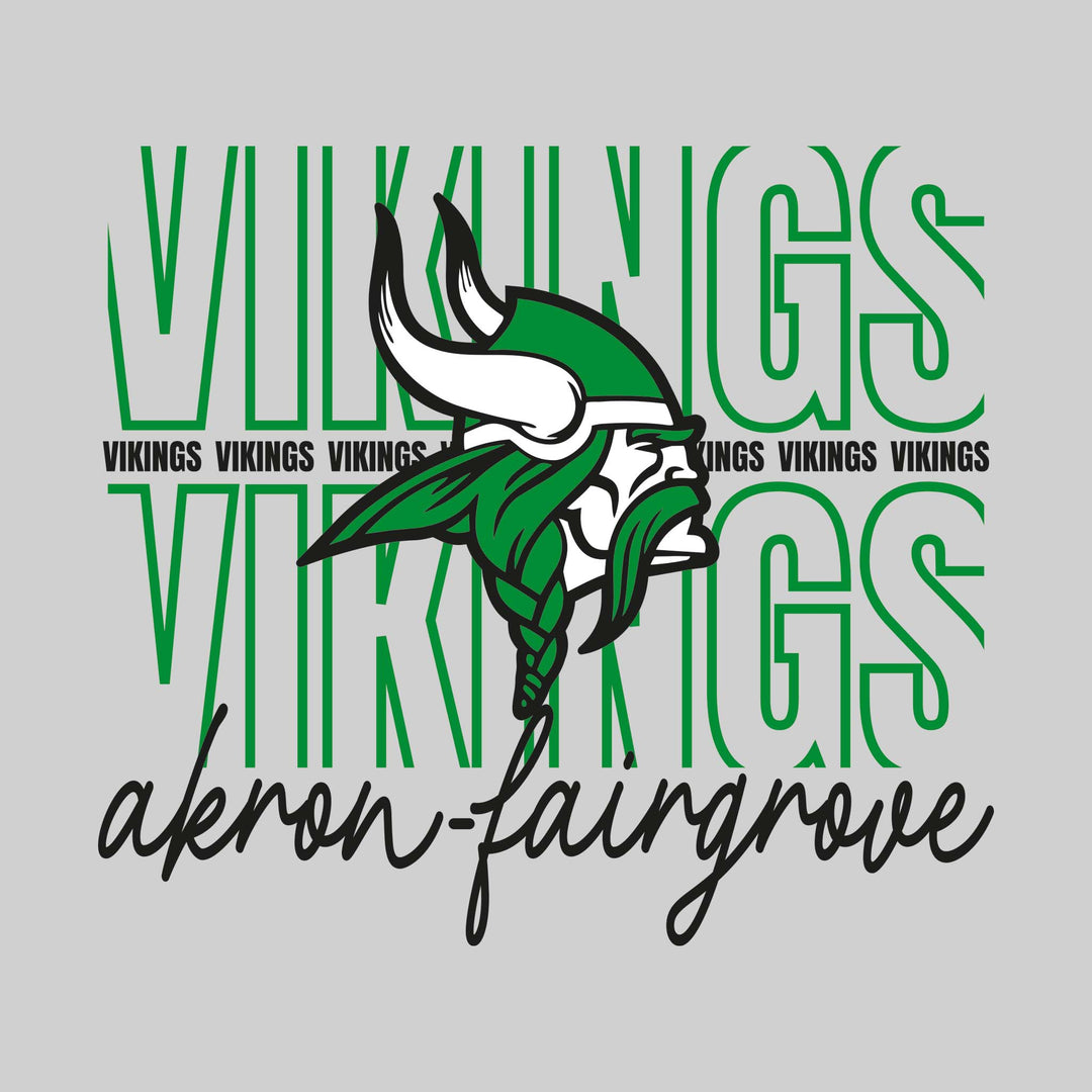 Akron-Fairgrove Vikings - Spirit Wear - Outlined Vikings with Cursive School Name