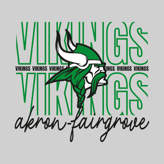 Akron-Fairgrove Vikings - Spirit Wear - Outlined Vikings with Cursive School Name