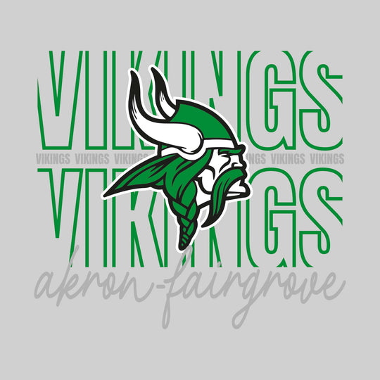 Akron-Fairgrove Vikings - Spirit Wear - Outlined Vikings with Cursive School Name