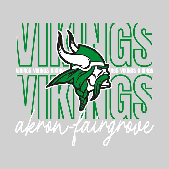 Akron-Fairgrove Vikings - Spirit Wear - Outlined Vikings with Cursive School Name