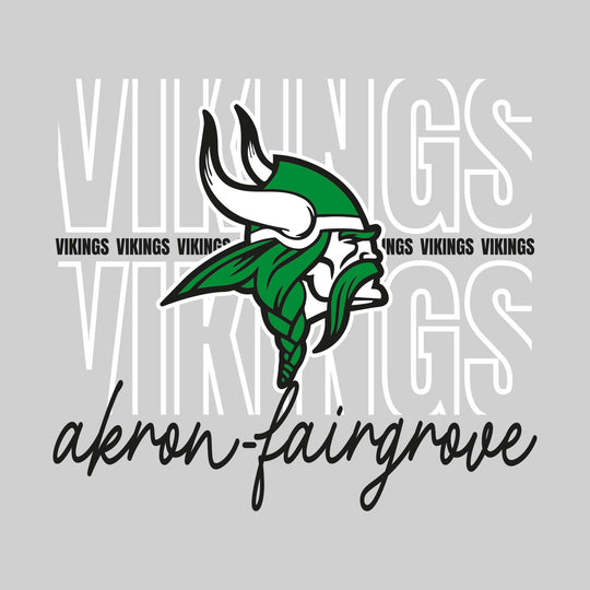 Akron-Fairgrove Vikings - Spirit Wear - Outlined Vikings with Cursive School Name