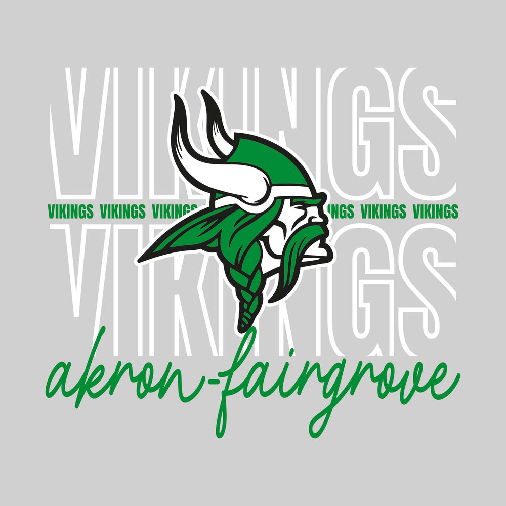 Akron-Fairgrove Vikings - Spirit Wear - Outlined Vikings with Cursive School Name