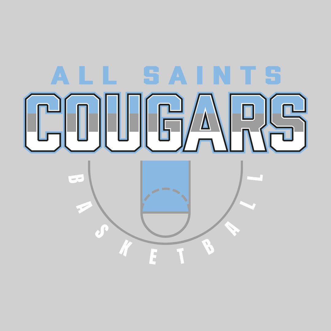 All Saints Cougars - Basketball - Tri-Color Cougars with Court Lines