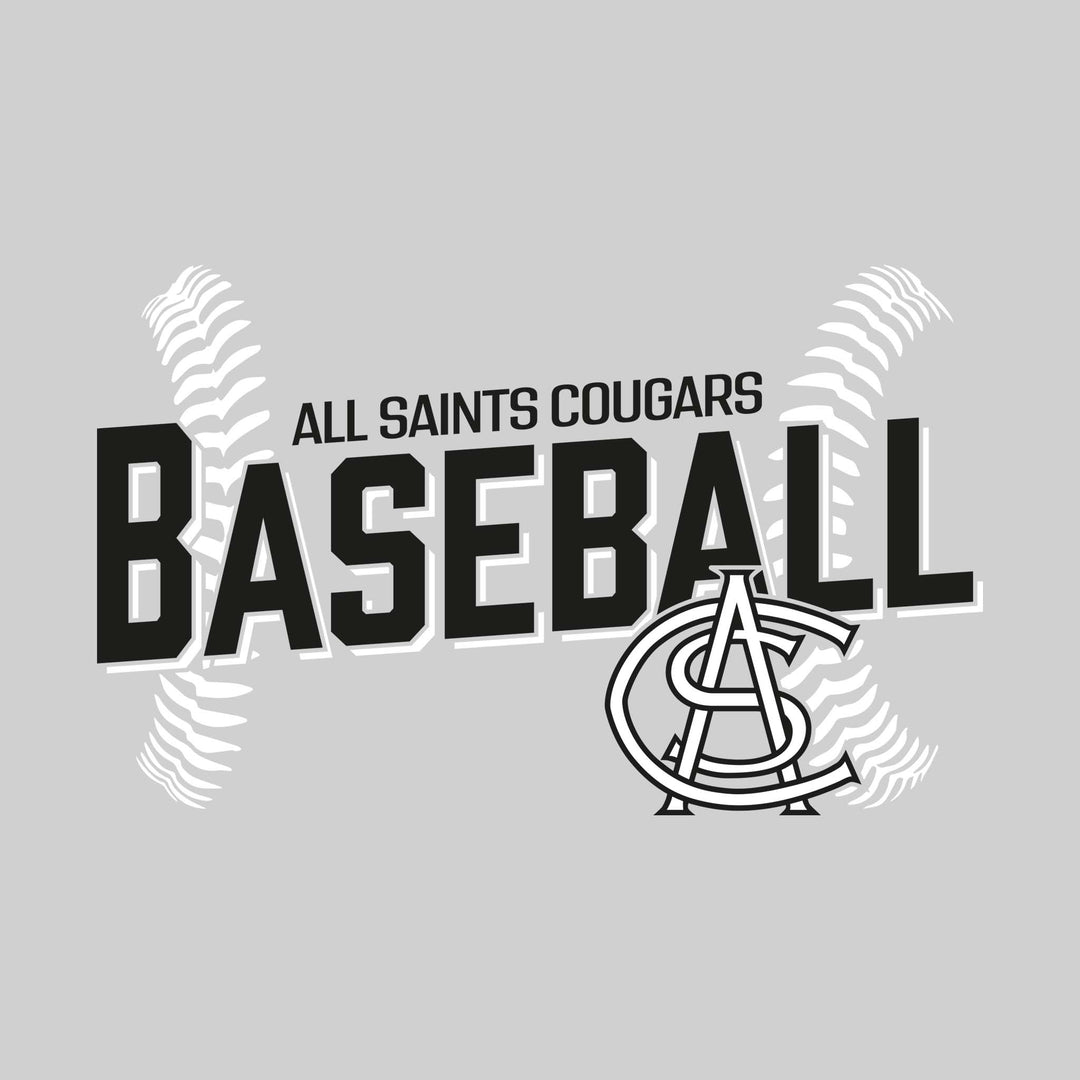 All Saints Cougars - Baseball - Angled Baseball with Baseball Stitches