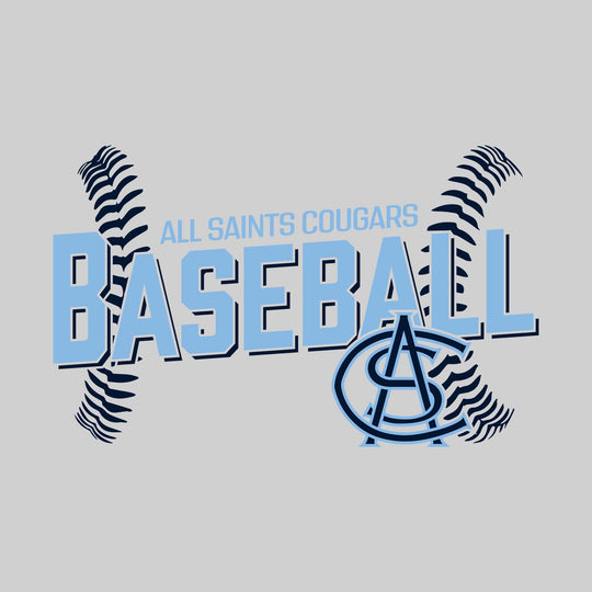 All Saints Cougars - Baseball - Angled Baseball with Baseball Stitches