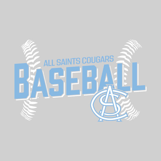 All Saints Cougars - Baseball - Angled Baseball with Baseball Stitches